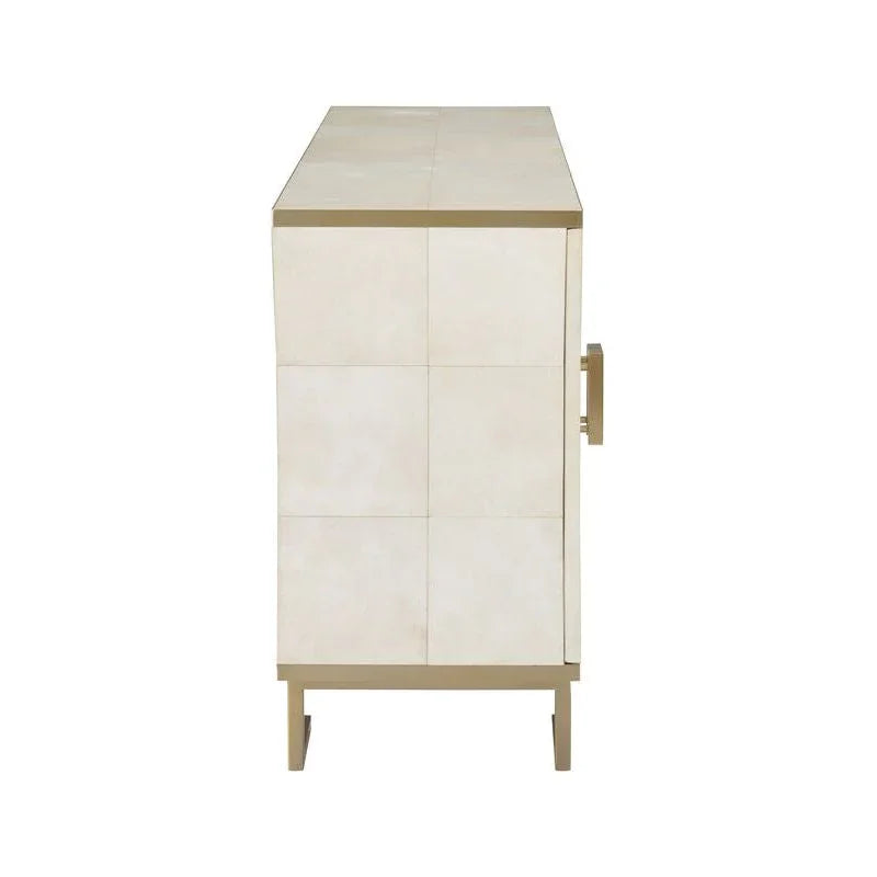 Mikami Brass Framed White Cabinet - LOOMLAN - Wildwood - Accent Cabinets