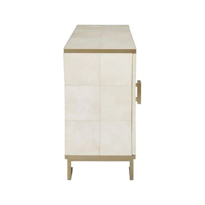 Mikami Brass Framed White Cabinet - LOOMLAN - Wildwood - Accent Cabinets