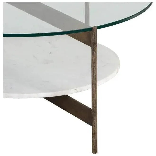 Mikayla Coffee Table Glass Marble Antique Brass - LOOMLAN - SUNPAN - Coffee Tables