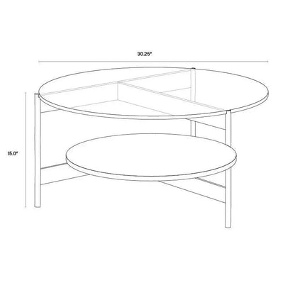 Mikayla Coffee Table Glass Marble Antique Brass - LOOMLAN - SUNPAN - Coffee Tables
