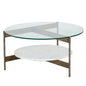 Mikayla Coffee Table Glass Marble Antique Brass - LOOMLAN - SUNPAN - Coffee Tables