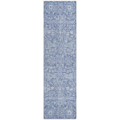 Mila Blue Washable Indoor-Outdoor Rug-Outdoor Rugs-LOOMLAN Rugs-2'3" x 7'6"-LOOMLAN