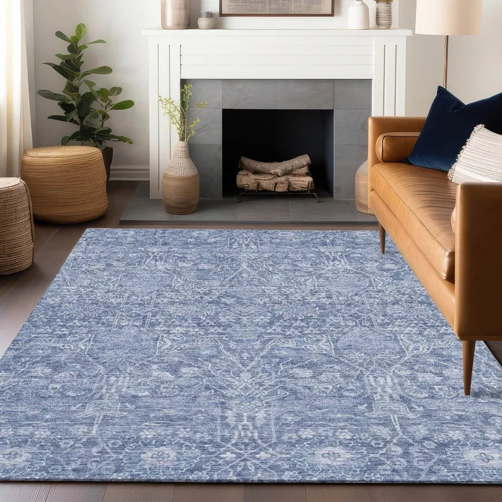 Mila Blue Washable Indoor-Outdoor Rug-Outdoor Rugs-LOOMLAN Rugs-LOOMLAN