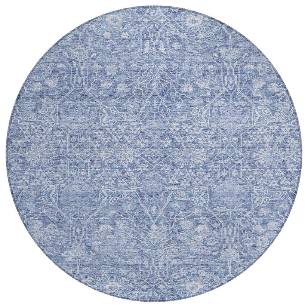 Mila Blue Washable Indoor-Outdoor Rug-Outdoor Rugs-LOOMLAN Rugs-8' x 8'-LOOMLAN