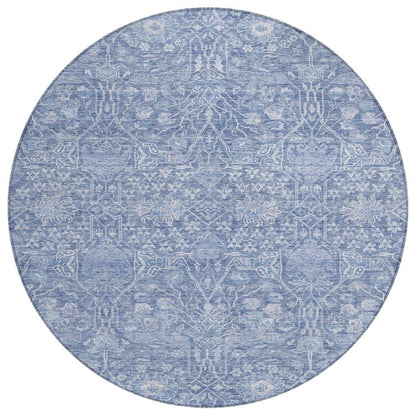 Mila Blue Washable Indoor-Outdoor Rug-Outdoor Rugs-LOOMLAN Rugs-8' x 8'-LOOMLAN