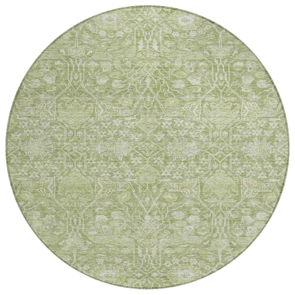 Mila Green Washable Indoor-Outdoor Rug-Outdoor Rugs-LOOMLAN Rugs-8' x 8'-LOOMLAN