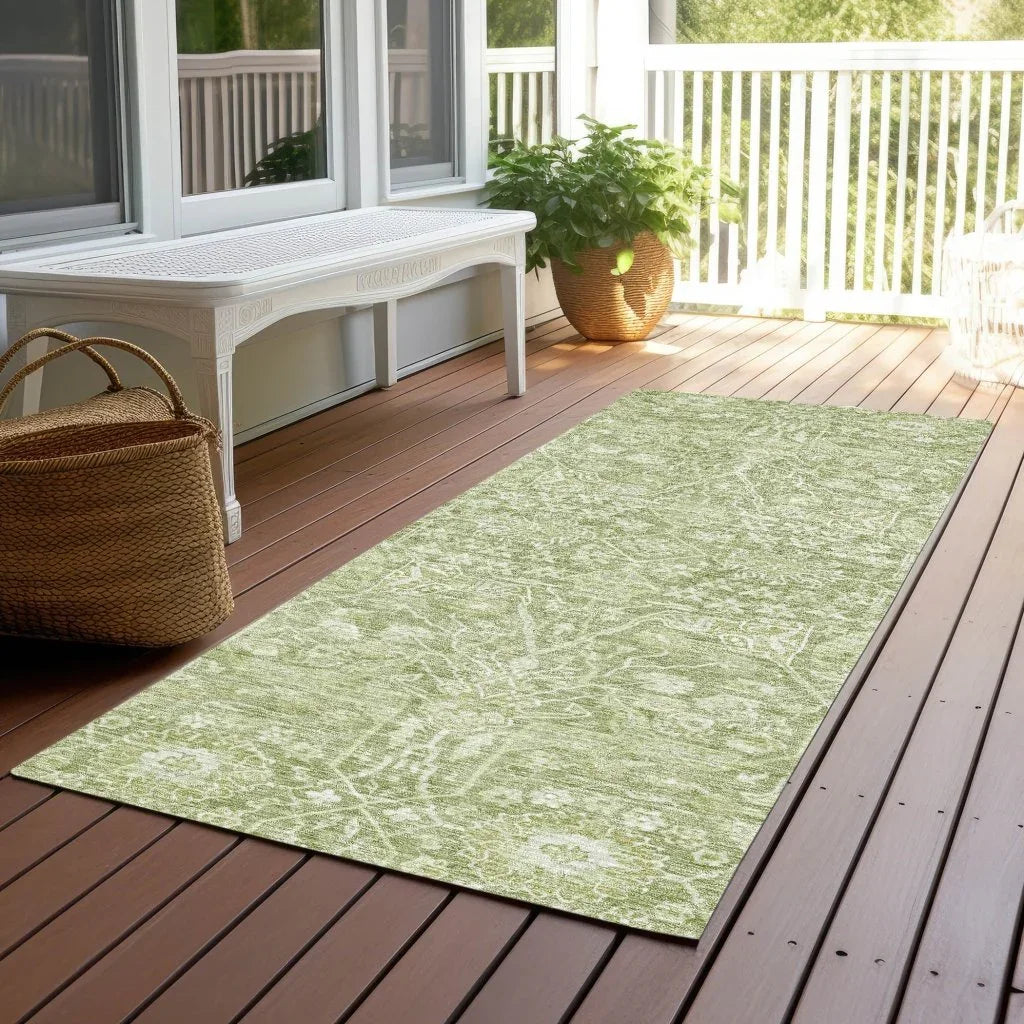 Mila Green Washable Indoor-Outdoor Rug-Outdoor Rugs-LOOMLAN Rugs-LOOMLAN