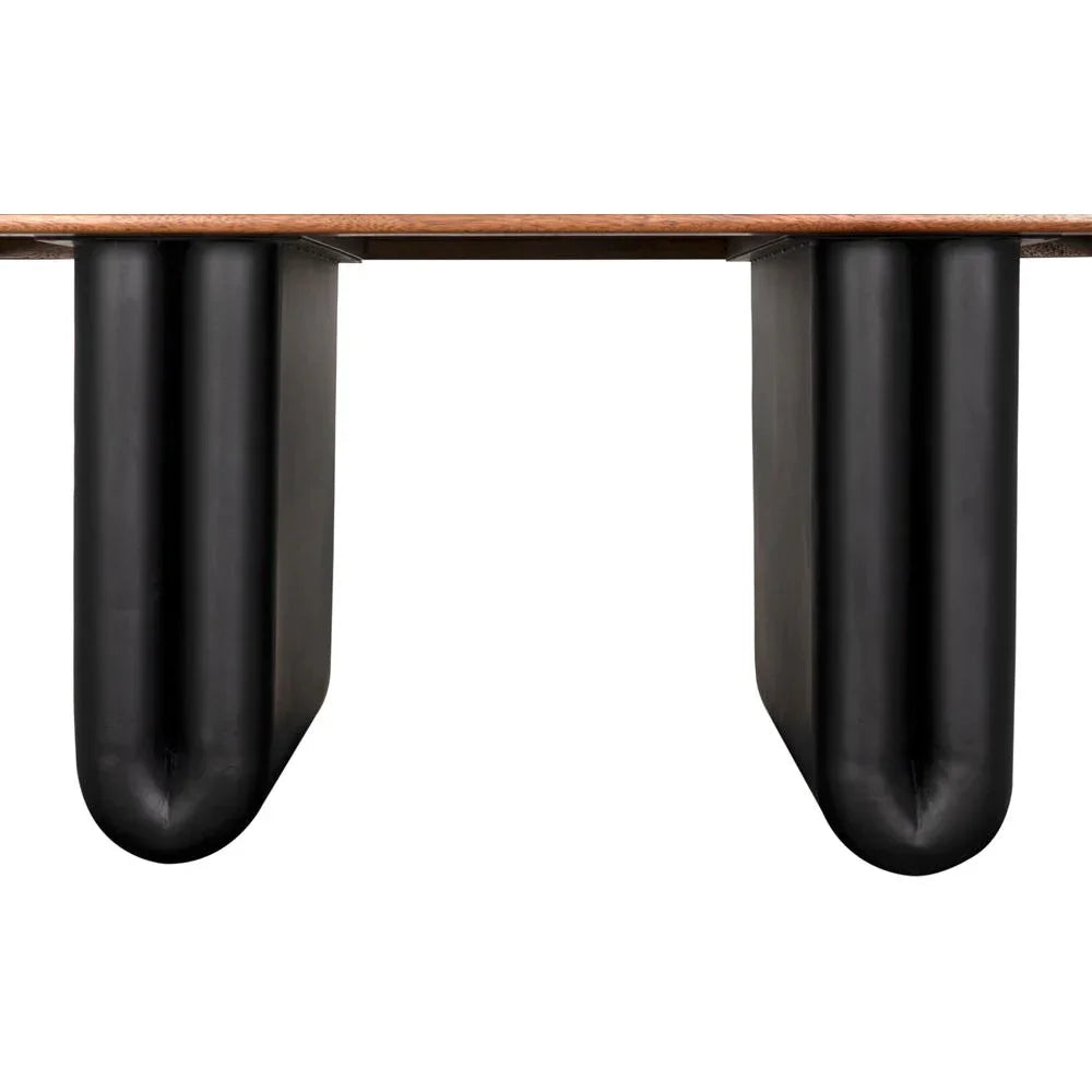 Mila Industrial Steel Base Wooden Desk-Home Office Desks-Noir-LOOMLAN