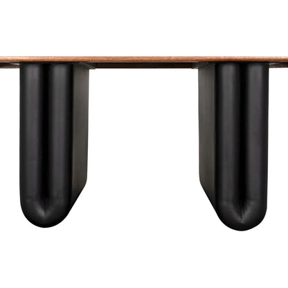 Mila Industrial Steel Base Wooden Desk-Home Office Desks-Noir-LOOMLAN