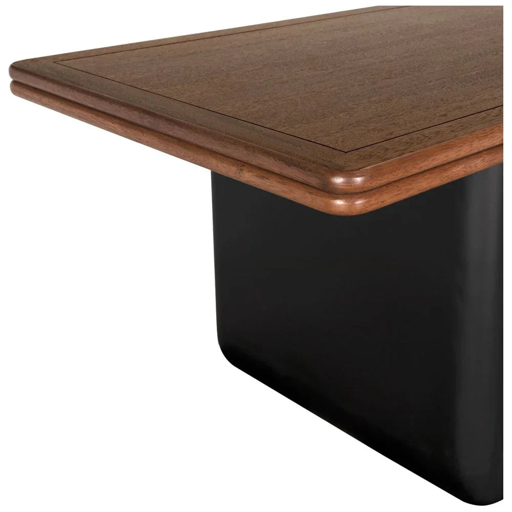 Mila Industrial Steel Base Wooden Desk-Home Office Desks-Noir-LOOMLAN