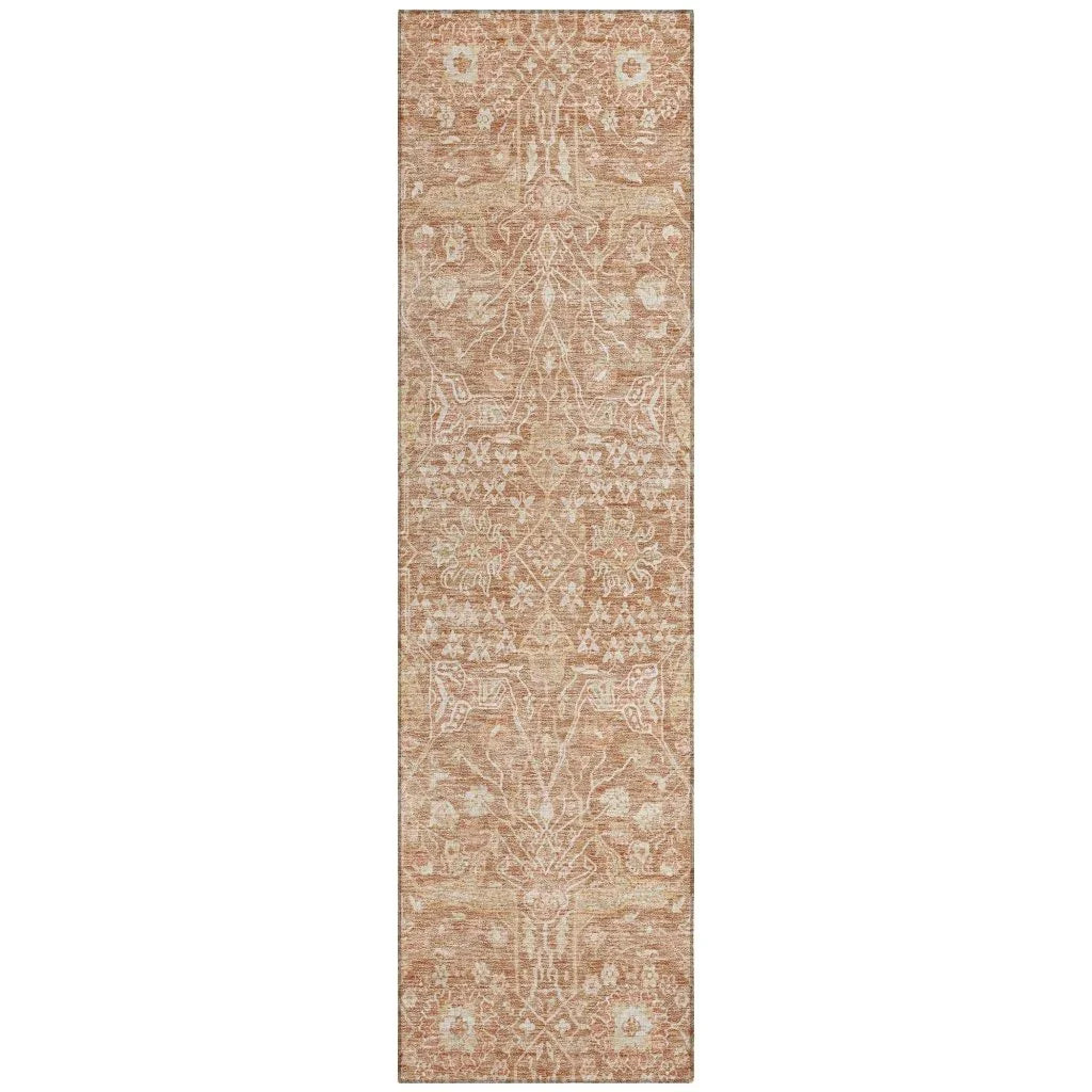 Mila Orange Washable Indoor-Outdoor Rug-Outdoor Rugs-LOOMLAN Rugs-2'3" x 7'6"-LOOMLAN