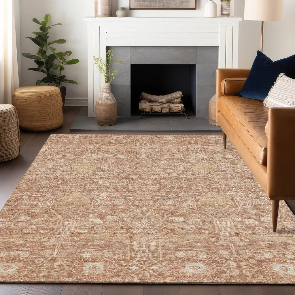 Mila Orange Washable Indoor-Outdoor Rug-Outdoor Rugs-LOOMLAN Rugs-LOOMLAN