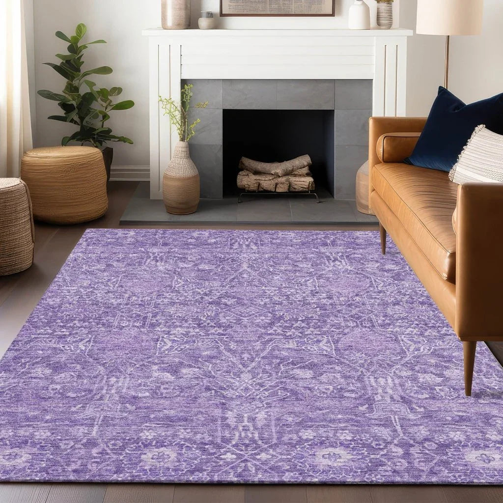 Mila Purple Washable Indoor-Outdoor Rug-Outdoor Rugs-LOOMLAN Rugs-LOOMLAN