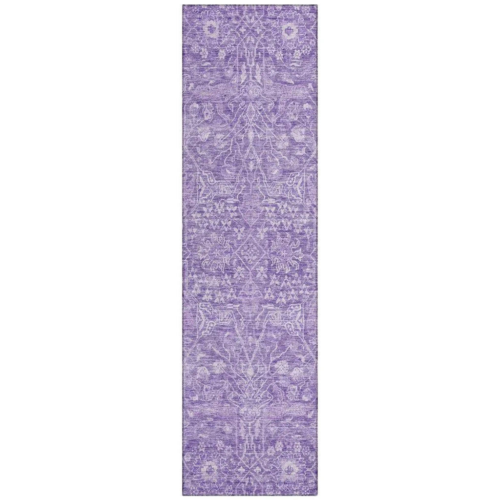 Mila Purple Washable Indoor-Outdoor Rug-Outdoor Rugs-LOOMLAN Rugs-2'3" x 7'6"-LOOMLAN