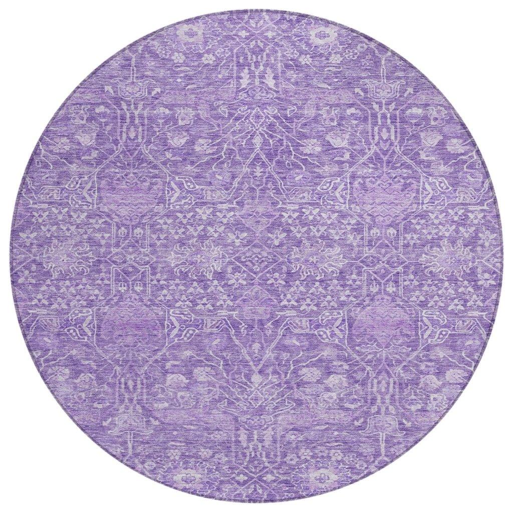 Mila Purple Washable Indoor-Outdoor Rug-Outdoor Rugs-LOOMLAN Rugs-8' x 8'-LOOMLAN