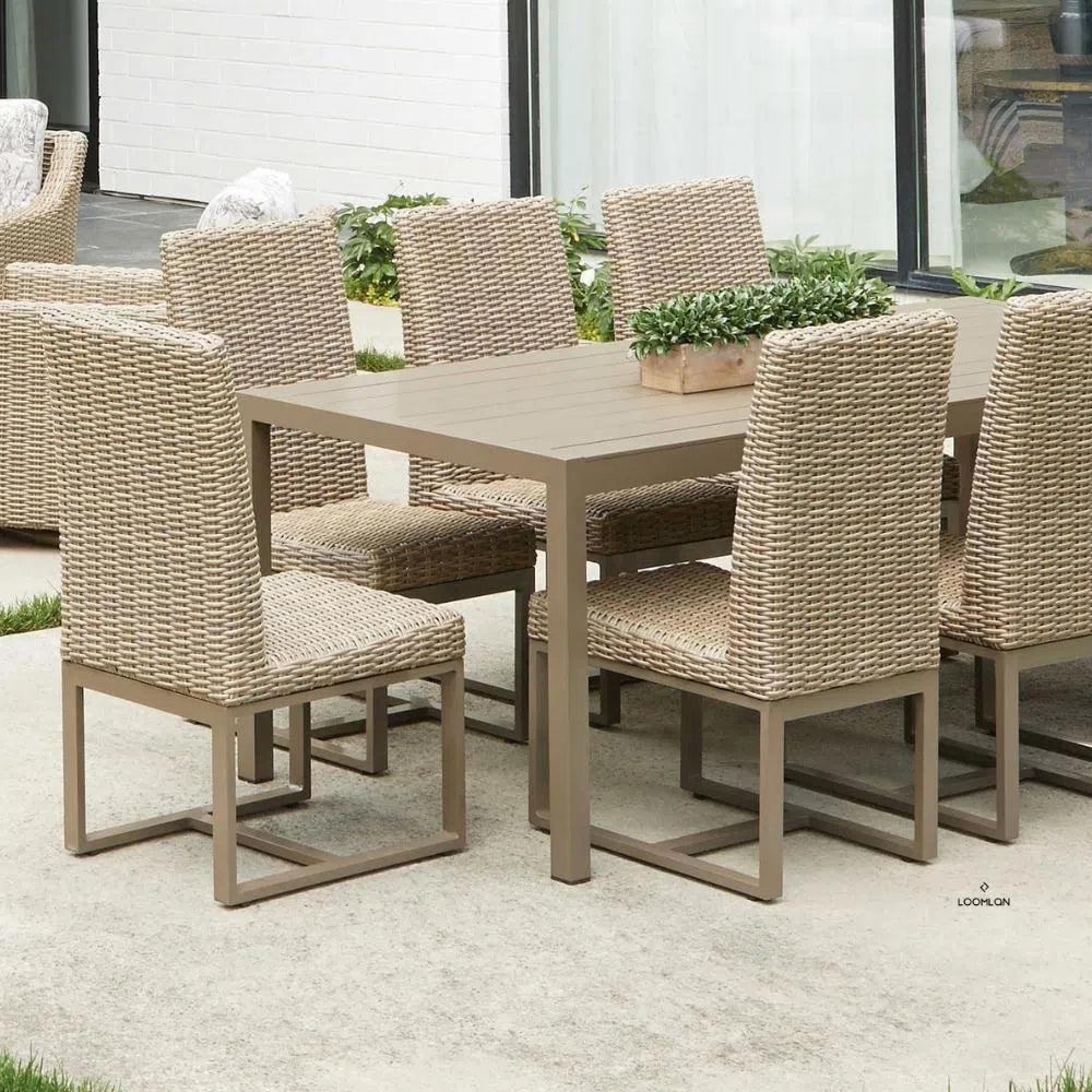 Milan 87" Rectangular Umbrella Dining Table Made USA-Outdoor Dining Tables-Lloyd Flanders-LOOMLAN