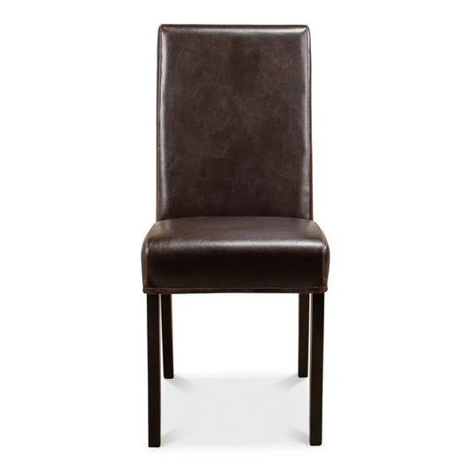 Milano Brown Leather Dining Chairs Set of 2 - LOOMLAN - Sarreid - Dining Chairs