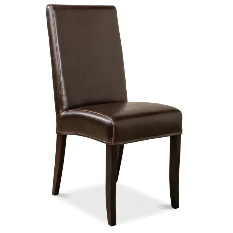 Milano Brown Leather Dining Chairs Set of 2 - LOOMLAN - Sarreid - Dining Chairs