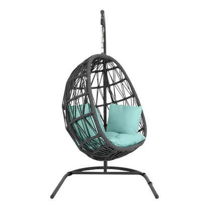 Milano Sunbrella Cozy Outdoor Hanging Chair-Outdoor Hanging Chairs-Sunset West-Dupione Celeste-LOOMLAN