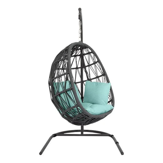 Milano Sunbrella Cozy Outdoor Hanging Chair-Outdoor Hanging Chairs-Sunset West-Dupione Celeste-LOOMLAN