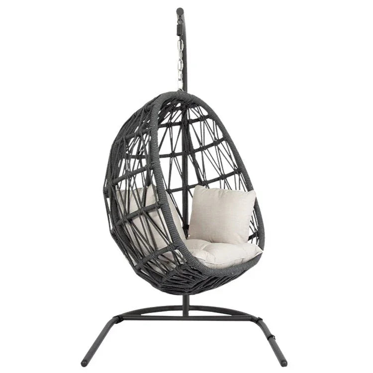 Milano Sunbrella Cozy Outdoor Hanging Chair-Outdoor Hanging Chairs-Sunset West-Echo Ash-LOOMLAN