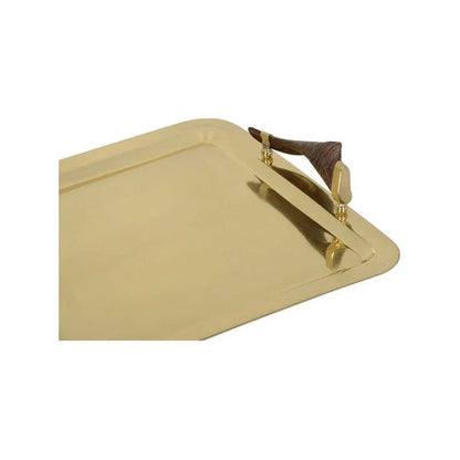 Milo Brass Made Brown Horn Handles Tray - LOOMLAN - Chelsea House - Trays