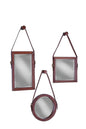 Milo Leather Warpped Trio Wall Mirror (Set of 3) - LOOMLAN - Furniture Classics - Wall Mirrors