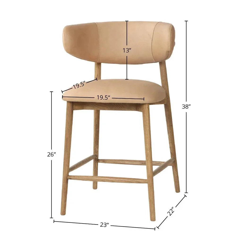 Milo Luxurious Leather Counter Stool - LOOMLAN - LH Imports - Counter Stools