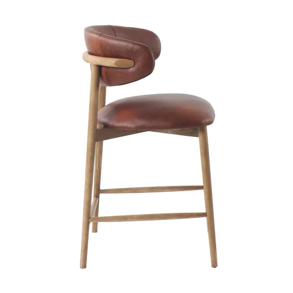 Milo Luxurious Leather Counter Stool - LOOMLAN - LH Imports - Counter Stools