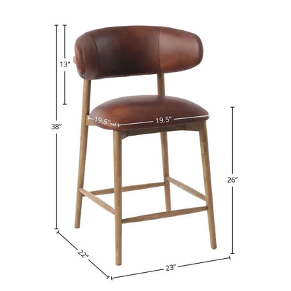 Milo Luxurious Leather Counter Stool - LOOMLAN - LH Imports - Counter Stools