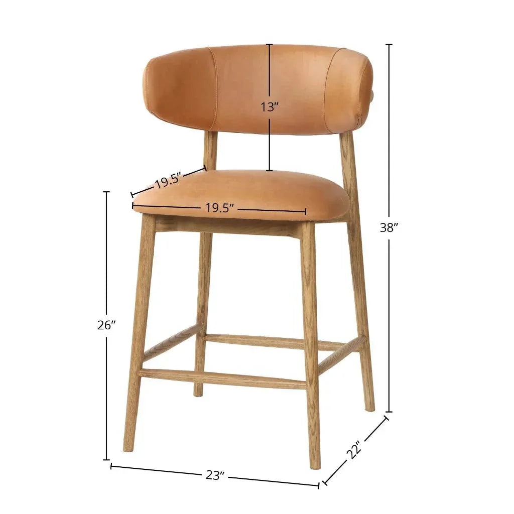 Milo Luxurious Leather Counter Stool - LOOMLAN - LH Imports - Counter Stools