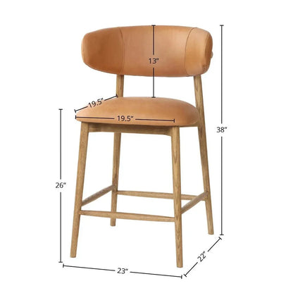 Milo Luxurious Leather Counter Stool - LOOMLAN - LH Imports - Counter Stools