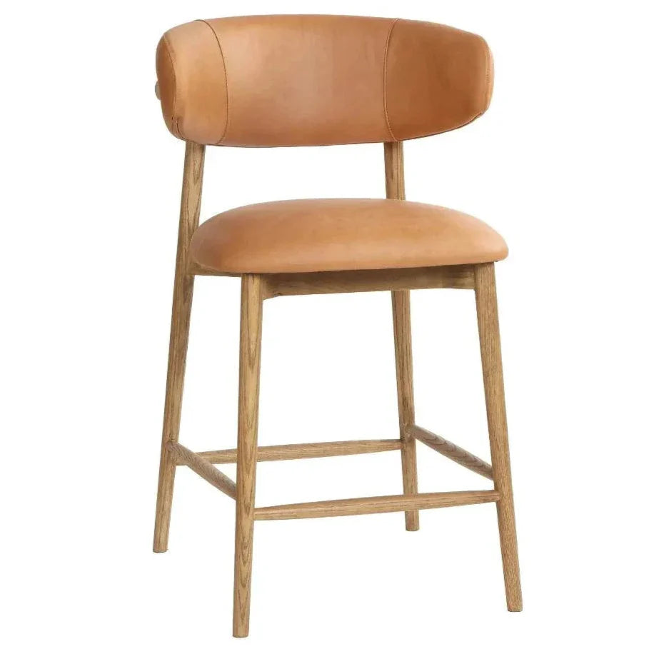 Milo Luxurious Leather Counter Stool - LOOMLAN - LH Imports - Counter Stools