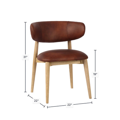 Milo Vintage Leather Armless Dining Chair