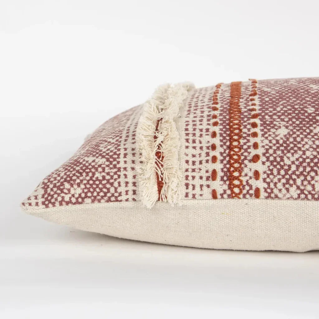 Mimi Striped Rust Red Lumbar Pillow Insert - LOOMLAN - LOOMLAN - Throw Pillows