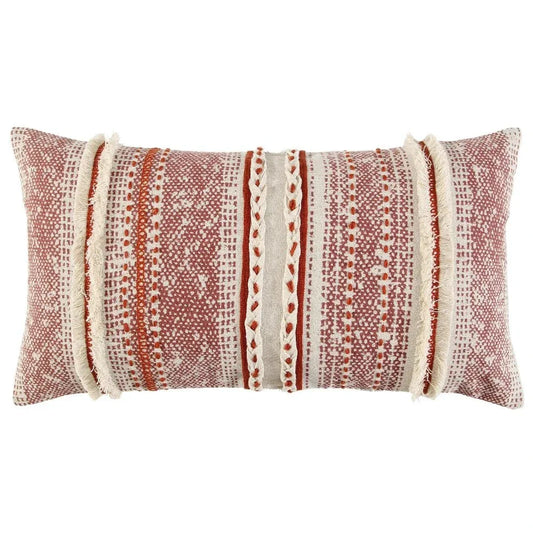 Mimi Striped Rust Red Lumbar Pillow Insert - LOOMLAN - LOOMLAN - Throw Pillows