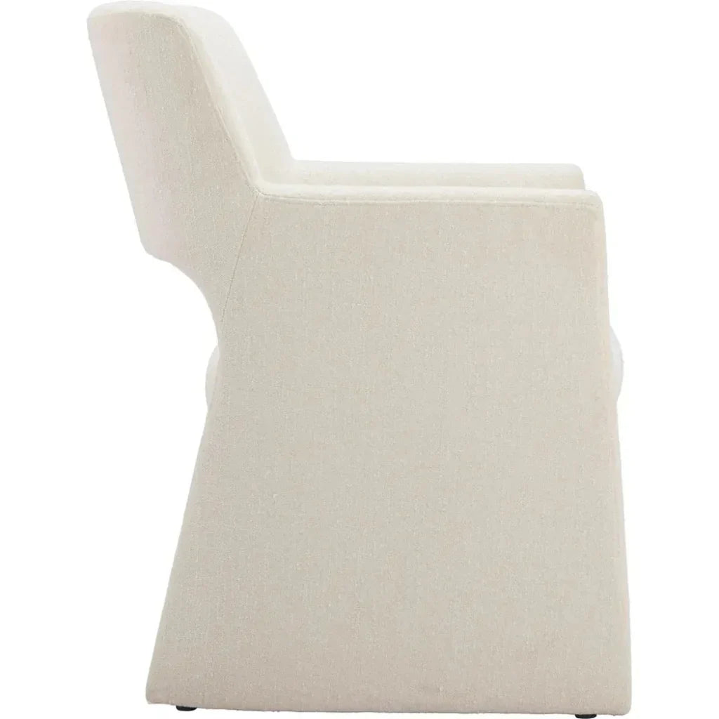 Minet Linen and Wood White Dining Arm Chair - LOOMLAN - Zuo Modern - Dining Chairs
