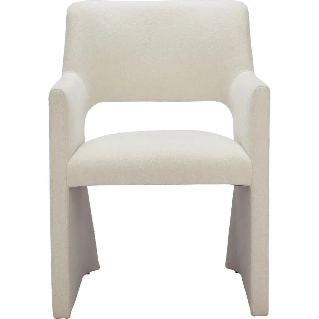 Minet Linen and Wood White Dining Arm Chair - LOOMLAN - Zuo Modern - Dining Chairs