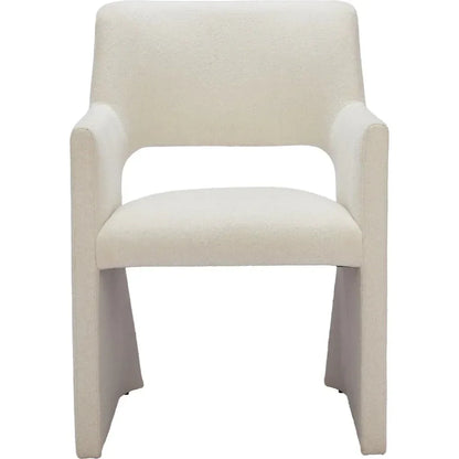 Minet Linen and Wood White Dining Arm Chair - LOOMLAN - Zuo Modern - Dining Chairs