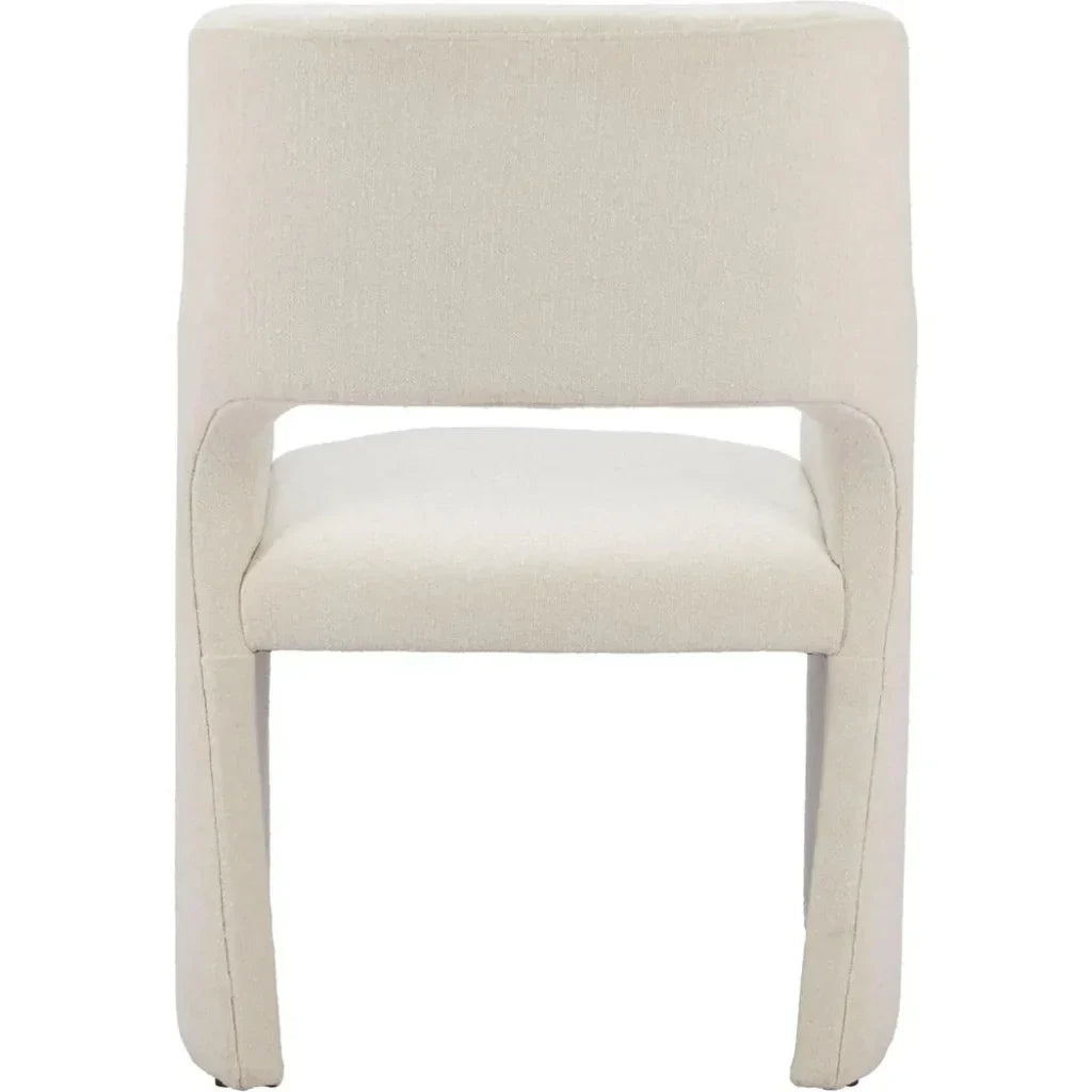 Minet Linen and Wood White Dining Arm Chair - LOOMLAN - Zuo Modern - Dining Chairs