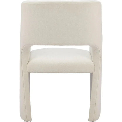 Minet Linen and Wood White Dining Arm Chair - LOOMLAN - Zuo Modern - Dining Chairs