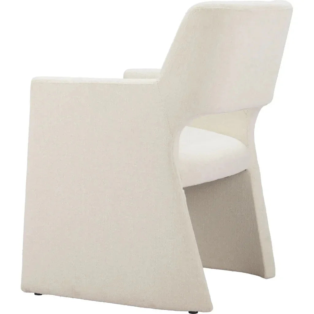 Minet Linen and Wood White Dining Arm Chair - LOOMLAN - Zuo Modern - Dining Chairs