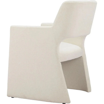 Minet Linen and Wood White Dining Arm Chair - LOOMLAN - Zuo Modern - Dining Chairs