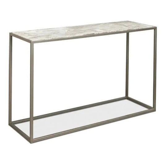 Minimal Console Table Marble Top Iron Frame - LOOMLAN - Sarreid - Console Tables