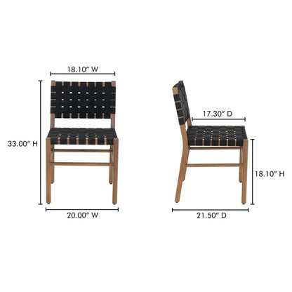 Mira Black Solid Teak Frame Outdoor Dining Chair-Outdoor Dining Chairs-Moe's Home-LOOMLAN