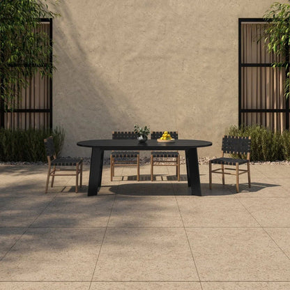 Mira Black Solid Teak Frame Outdoor Dining Chair-Outdoor Dining Chairs-Moe's Home-LOOMLAN