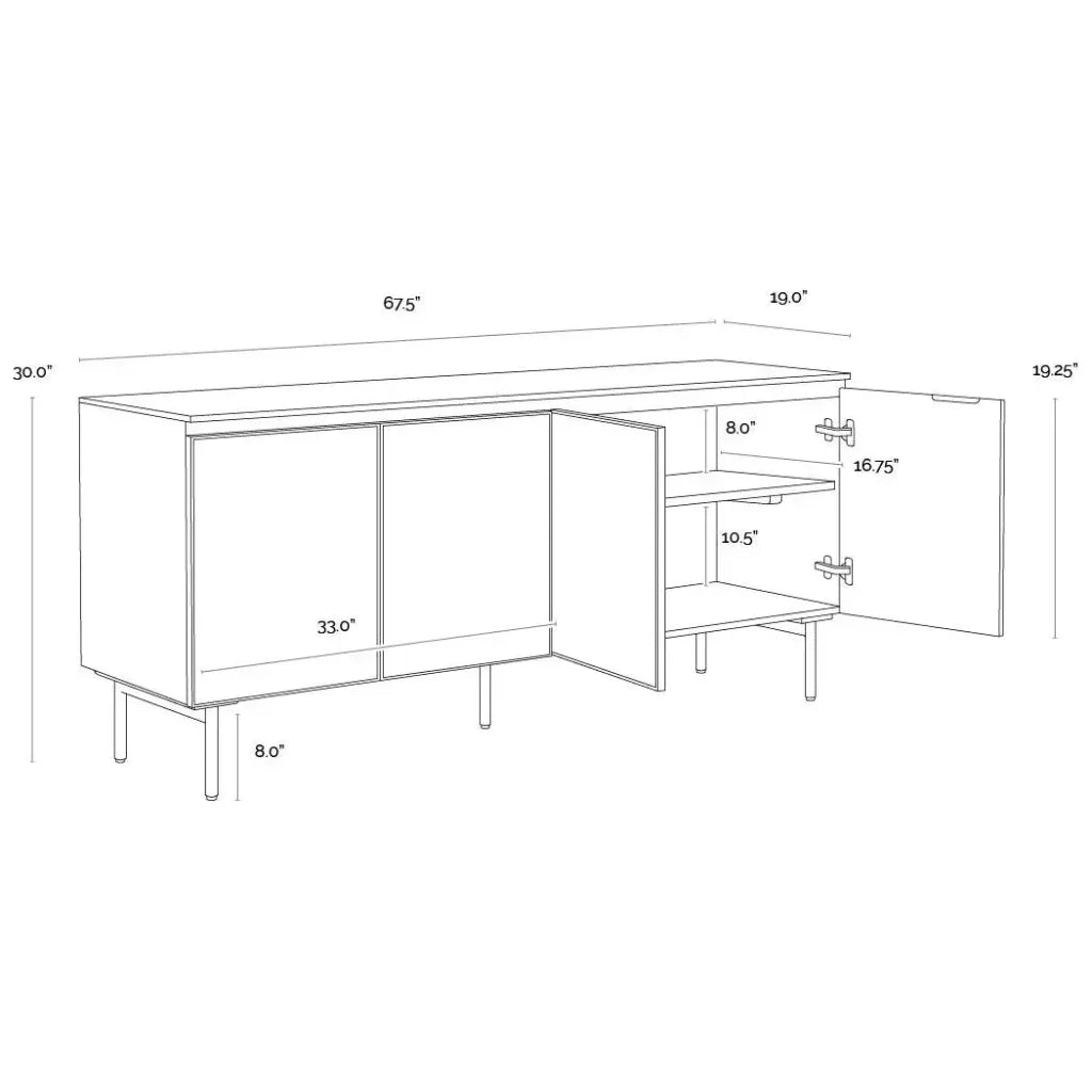 Mirabelli Sideboard Brass Legs & Cord Management - LOOMLAN - SUNPAN - Sideboards