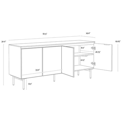 Mirabelli Sideboard Brass Legs & Cord Management - LOOMLAN - SUNPAN - Sideboards