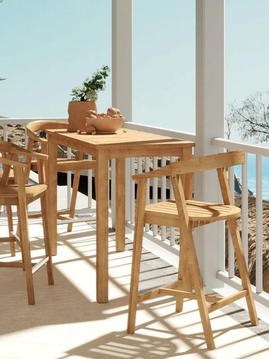 Mirador Teak Patio Rectangular Counter Height Table-Outdoor Counter Tables-HiTeak-LOOMLAN