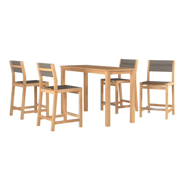 Mirador Teak Patio Rectangular Counter Height Table-Outdoor Counter Tables-HiTeak-LOOMLAN